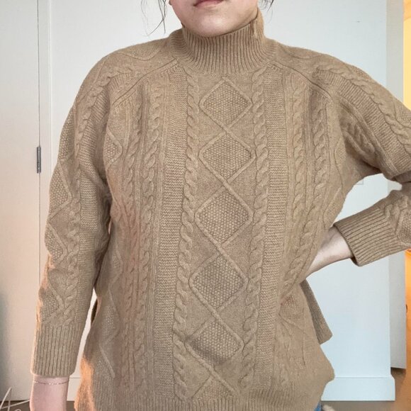 REISS - Tan Cable Knit Wool Sweater (Size L) - Picture 1 of 6
